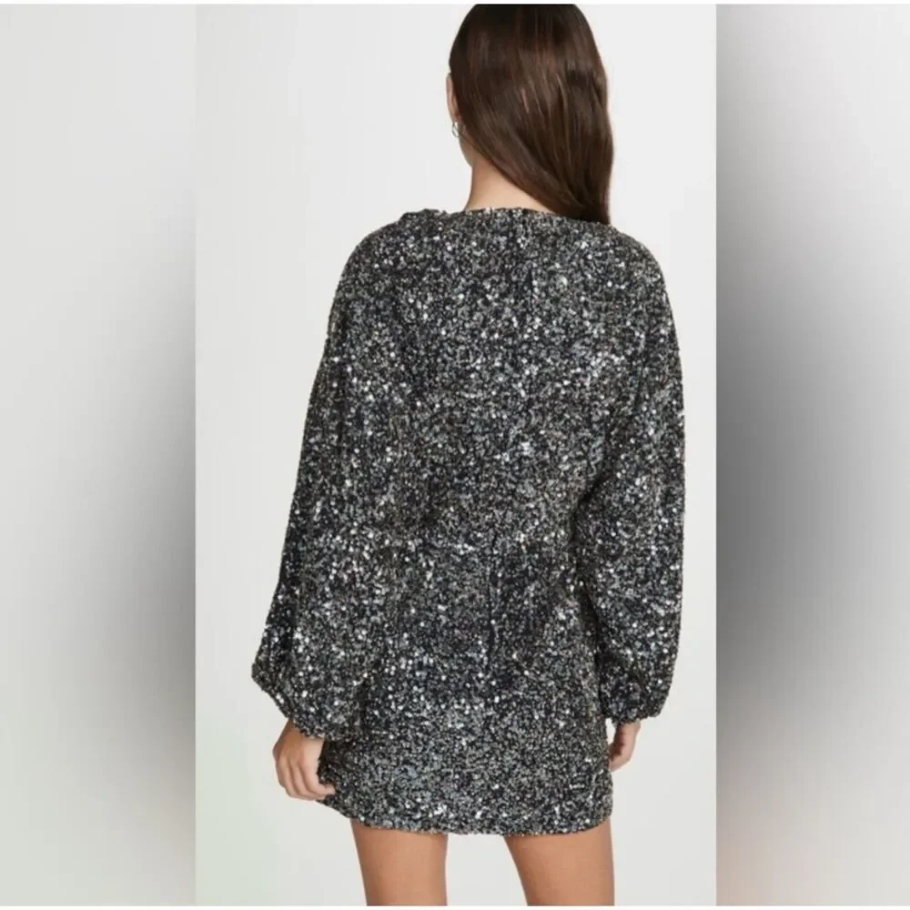 NWOT Retrofete Dress Full Sequin Summer Party Black Long Sleeve Women sz Large - Picture 12 of 12